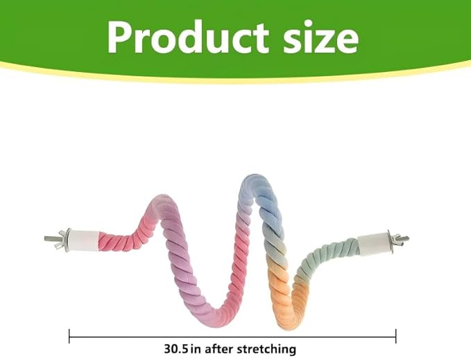 2Pcs Rope Perches for Bird Cages, Rope Perch for Parrots, Cockatiels & Parakeets, Bird Cage Accessories(L)