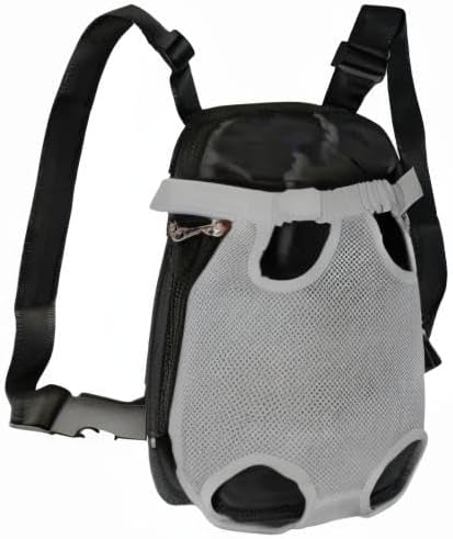 FEimaX Dog Carrier Backpack Pet Legs Out Front Cat Travel Bag, Adjustable Puppy Backpacks Carriers Hands-Free for Small Medium Dogs Cats Hiking Traveling Camping Daily Walking (Small, Grey)
