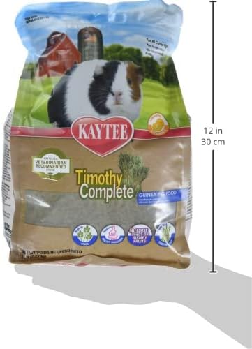 Kaytee Timothy Complete Guinea Pig Food, Made with Timothy Hay, High in Fiber, Supports Dental Health and Digestion, Long-lasting Vitamin C, 5 pounds