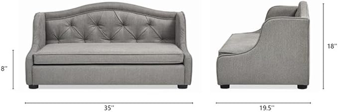 Pemberly Row 35" Tufted Wingback Pet Sofa Bed Medium Uptown Gray