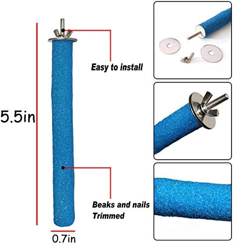 PINVNBY Stainless Steel Bowls for Birds,Parrot Feeding Dish Cups Parakeet Food Water Dishes with Clamp Holder Perches for Cockatiel Budgies Macaw Small Animal Chinchilla(5 Pack)