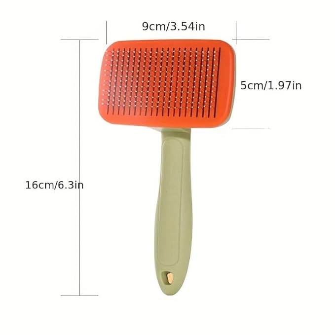 Self‑Cleaning Pet Grooming Brush for Dogs & Cats – One‑Click Fur Release, Soft Rounded Bristles Massage, Ergonomic Non‑Slip TPR Handle, Safe Deshedding Tool for All Hair Types