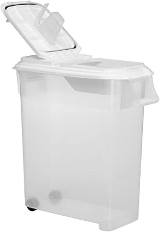 Buddeez Airtight Pet Food Storage Container - 50 QT Capacity Dog Food Storage Container, Cat Food Container, Bird Seed Storage Container, Rolling Storage Bin, Air Tight with White Lid
