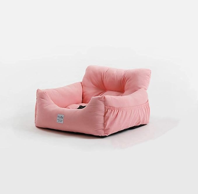 Aidou Dog Booster Seat for Small to Large Dogs & Cats, Pet Travel Safety Seat with Storage & Dual-use Car & Home Bed (Small Pink)