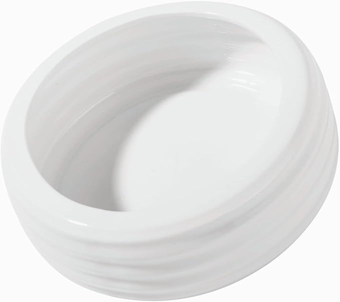 Reptile Food Bowls Ceramic Round Reptile Water Food Dish, Pet Food Bowl for Lizards, Small Snakes, Young Bearded Dragons, Gecko Tortoise Spider (White, Large-1Pack)