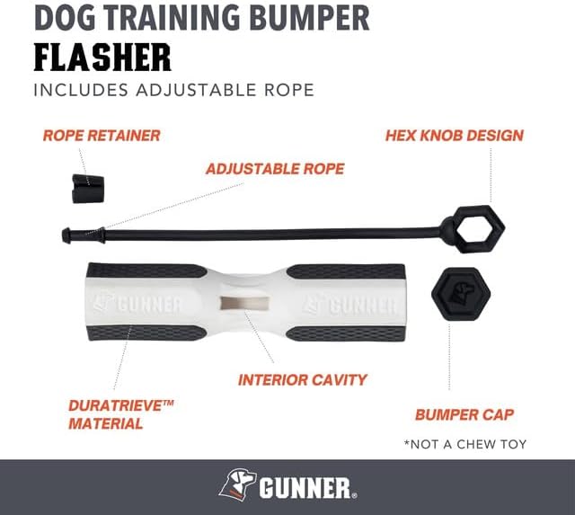 Dog Training Bumper - Retriever Training Dummy, Retrieving Dummies for Pets, Bumpers for Water Retrieving with Adjustable Rope, (Flasher)