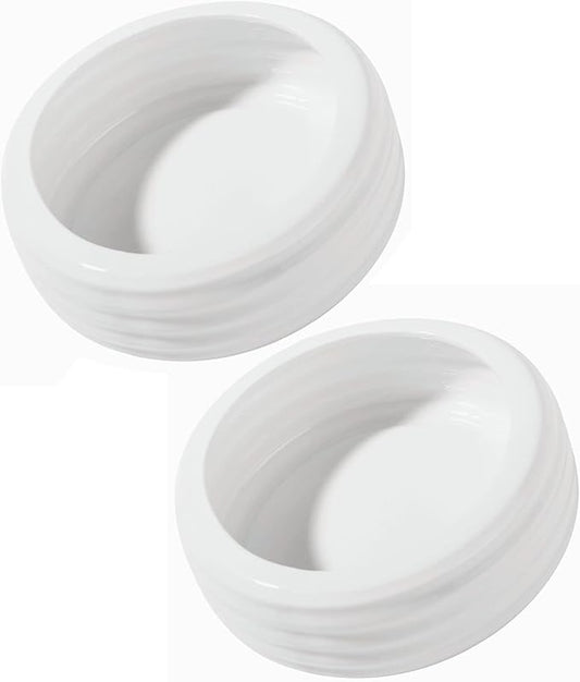 Reptile Food Bowls Ceramic Round Reptile Water Food Dish, Pet Food Bowl for Lizards, Small Snakes, Young Bearded Dragons, Gecko Tortoise Spider (White, Medium-2Pack)