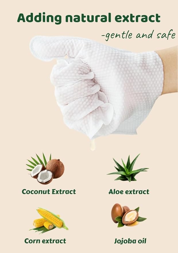 10-Pack Pet Cleaning Glove Wipes with Lid | Extra Thick Dog & Cat Grooming Gloves | Rinse-Free Bath Wipes with Coconut, Aloe, Corn & Jojoba for Odor Control & Daily Care