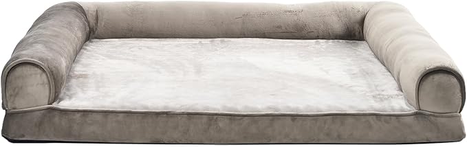 Amazon Basics Dog Bed with Cooling Gel Memory Foam, Pressure-Relief Support for Dogs up to 30lbs, Non-Slip Bottom, Machine Washable Cover, Medium Sized (30" x 20"), Brown