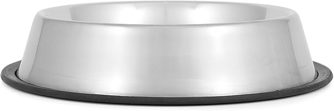 Jeffers Pet Stainless Steel Dog Bowl – No Skid, No Tip Food & Water Bowls for Puppies, Small, Medium, Large Breeds – Heavy Duty, Dishwasher Safe Feeder for Indoor, Outdoor, Travel Use – 1 Quart
