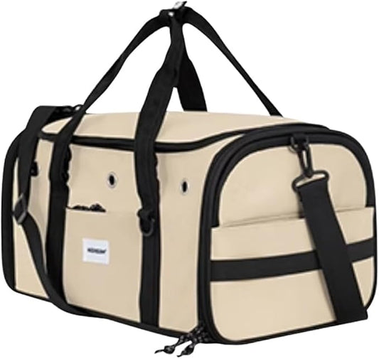 Pet Carrier Bag, Foldable Cat Bag Airline Approved, Soft-Sided Cat Travel Bag, Washable Dog Carrier Privacy Protection for Home Outdoor Travel(M, Brown)