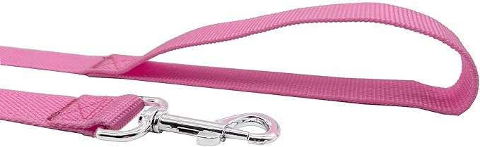 Nylon Dog Training Leash, Traction Rope, 4Ft /5 Foot /6 Feet Long, 5/8 inch 3/4 Inch 1 Inch Wide, for Small and Medium Dogs (5/8'' x 4 FT, Pink)