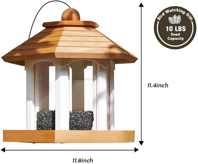 2025 New Large Gazebo Bird Feeders for Outside Clearance - Bird Feeder Kit for Adults to Build- Hanging Birdfeeder for Outdoor-Rust Proof Mesh-Cedar Wood Longtime Lasting-(6 Lbs Capacity)