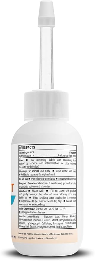Vetericyn Triple-Action Ear Treatment for Dogs & Cats - 1% Hydrocortisone Ear Drops for Dog Ear Infection Relief - Fast Itch Relief & Healing with Otizyme Blend. 1.5 Ounce