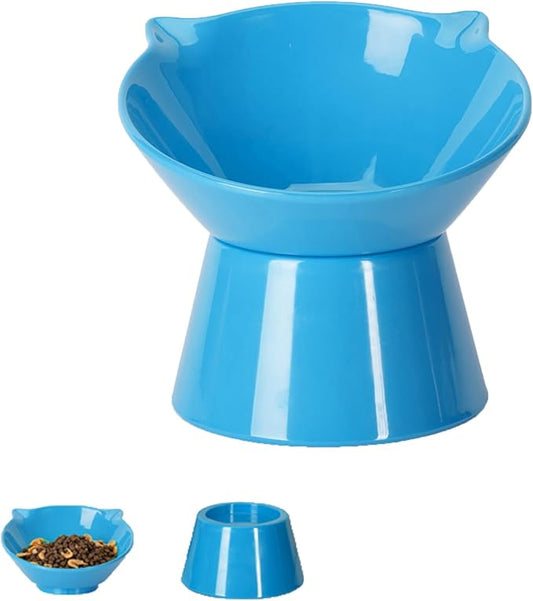 Detachable Elevated Cat Bowls, 15° Tilted Raised Cat Food Bowl Anti-Vomiting,Whisker Friendly, Adjustable Cat Dishes for Protecting Spine,Adult Kitten