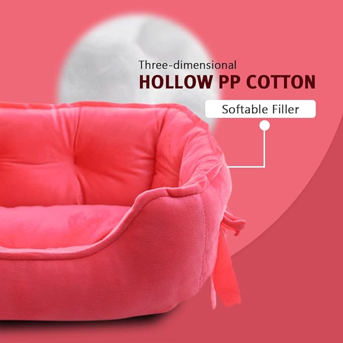 pawstrip Cute Princess Dog Bed Pink Puppy Bed for Small Dogs Breathable Cat Couch Bowknot Pet Cushion Comfortable Kitten Nest Girl Doggy Sofa, Waterproof Bottom (Fuchsia)