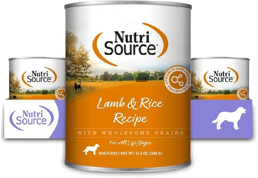 NutriSource Lamb & Rice Recipe Dog Food, Premium Wet Dog Food, 12.3 Ounce (Pack of 12)
