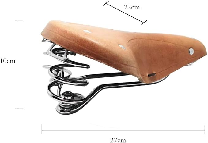 UNISTRENGH English Vintage Bicycle Saddle Touring City Saddle Comfortable Comfort Leather Bicycle Seat with Spring Rivets for Women Men