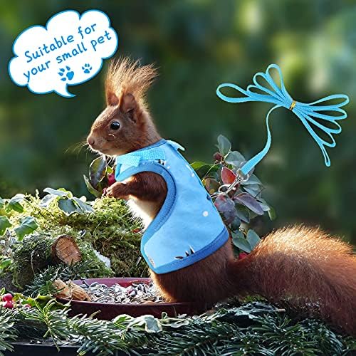 Weewooday 3 Pieces Guinea Pig Harness with Leash Small Pet Harness Fruit Plaid Pattern Adjustable Padded Walking Vest for Pet Hamster Squirrel Animals(Pineapple, Blue, Green Plaid,Small)