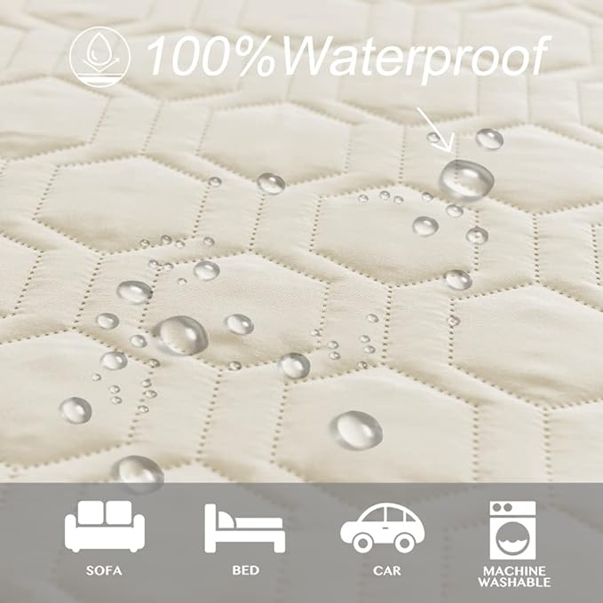 Waterproof and Anti-Slip Dog Bed Cover and Pet Blanket Sofa Pet Bed Mat ，car Incontinence Mattress Protectors Furniture Couch Cover for Most Cats Dogs, Pets（68x82- Ivory）