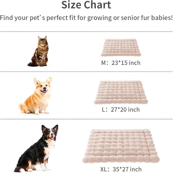 Cat Beds for Indoor Cats Faux Fur Pet Pad Mat Plush Kitten Bed with Non-Slip Bottom for Carriers/Couch Dog & Puppy Friendly 35 x 27 Inch X-Large White