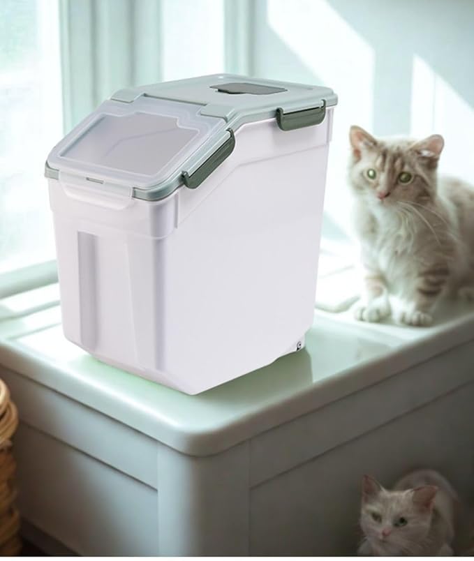 Rice Storage Container 25 lbs, 2 Packs Large Flour Storage Containers with Seal Locking Lid & Wheels, BPA Free Rice Dispenser, Measuring Cup | Scoop, for Sugar Cereal Dry Food, Dog Pet Food Bin -Green