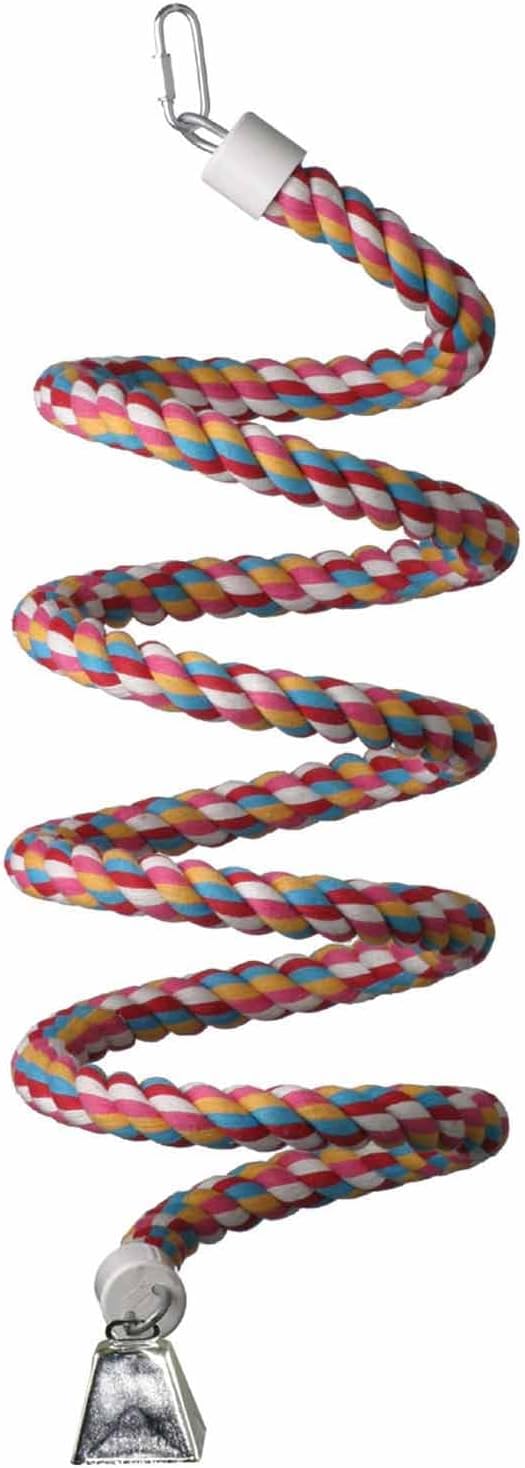 Super Bird Creations SB325 Large Bungee Bird Toy - Rope Perch for African Greys, Parrots, Small Cockatoos, Amazons - Colorful Hanging Perch - Enriching Bungee Toy for Large Birds & in Bird Cages