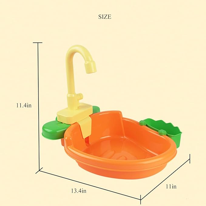 Parrot Bath Shower, Bird Bath for Cage, Automatic Bird Bathtub Pet Bath Pool with Faucet, Bird Fountain Swimming Pool Toy Bath Shower Water Dispenser for Ferret, Love Bird, Goldfinch (Orange)