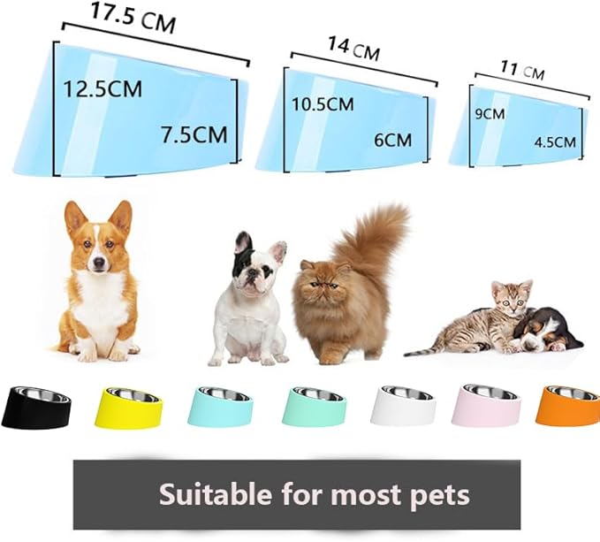 15° Tilted Dog Bowl for Large Breed Dogs, No-Spill Non-Skid Stainless Steel Bowl, Detachable 2-in-1 Feeder for Dogs with Cones or Long Ears, Easy Access Food Dish, Black (Size L)