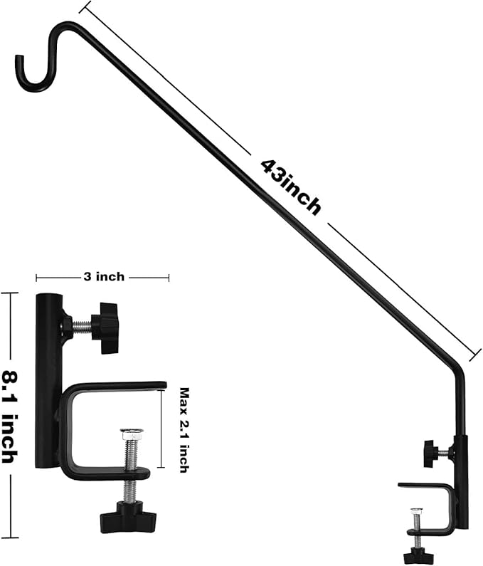 MIXXIDEA Heavy Duty Extensible Deck Hook - Adjustable for Hanging Bird Feeders, Plants, Wind Chimes, Lanterns