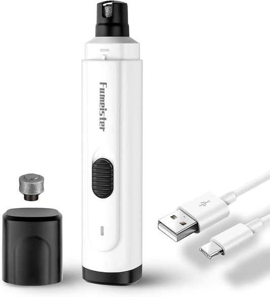 Pet Nail Grinder for Dogs - Quiet 2-Speed Type-C Rechargeable Dog Nail Trimmer, Low Noise Paw Grooming for Dogs & Cats (White)