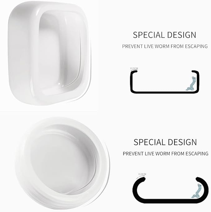 Reptile Food Bowls Ceramic Square Reptile Water Food Dish, Pet Food Bowl for Lizards, Young Bearded Dragons, Small Snakes, Gecko Tortoise Spider (White, Medium-1Pack)