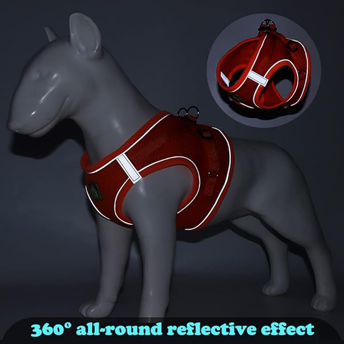 Puppy Harness and Leash Set, Escape Proof Dog Cat Vest Harness for Cats Small Medium Dogs, Adjustable Reflective Step in Harness,Soft Mesh Comfort Fit No Pull No Choke (Medium(13.7"-15.7"), Red)