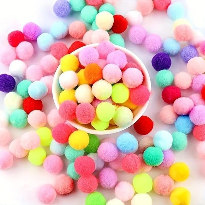 Loty Store 50PCS Cat Toys Balls 3CM,Soft Colorful Pompoms Ball Cat Chew Toy Kitten Pet Toy, Scratching Balls Toy Interactive Pet Supplies for Cats Kittens Dog