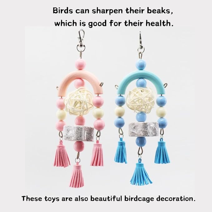 3PCS Bird Toys Bird Foraging Toys Chewing Hanging Birdcage Swing Cage Accessories Parrot Climbing Ladder for Conure Parakeet Cockatiel Budgies Lovebird Parrotlet (Purple)