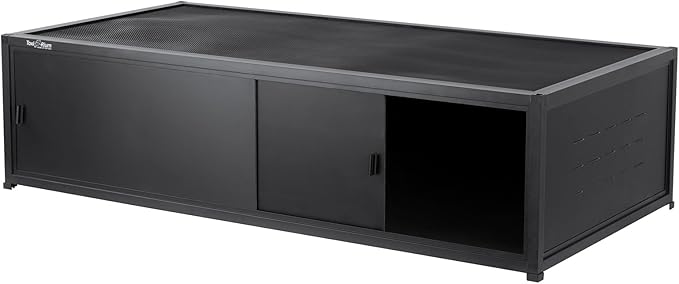 Large PVC Reptile Enclosure 76 Gallons with 12'' Height Cabinet Reptile Terrarium 44''x20''x20'' for Bearded Dragon Gecko Lizard Snake, Wide Breeding Vivarium Area with Sliding Doors Lock