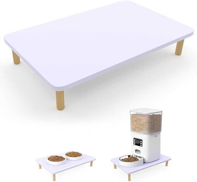 Wooden Elevated Cat Food Stand – Raised Pet Feeding Table for Cats and Dogs, Compatible with Most Bowls & Automatic Feeders, Solid Wood Pet Food Platform L(15.7 * 9.5in