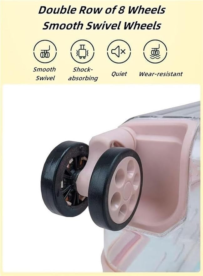 Rolling Pet Trolley Case, Portable Hard Shell Pet Carrier, Clear Plastic Cat Travel Box, Suitable for Cats and Dogs(Green,11.4 * 16.1 * 25.2in)