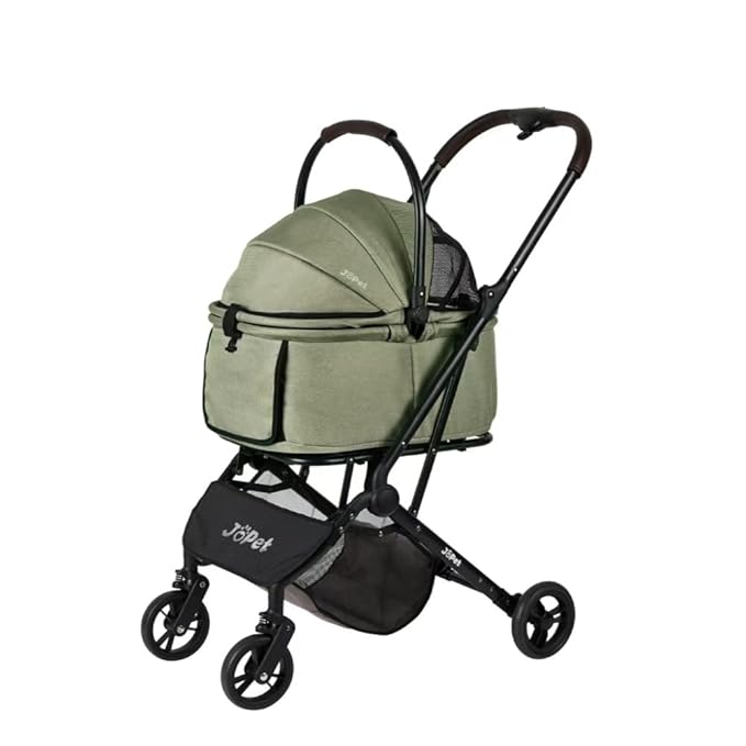 Pet Stroller for Small and medlium Dogs, Dog Cat Stroller, Foldable carts, Carrier, One-Hand Automatic Folding, Puppy, Detachble Carrier (Misty Green)