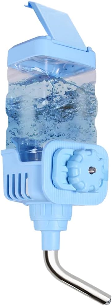 Vannon Small Animal Water Dispenser for Cage, 25oz Auto Feeding Crate Water Bottle for Rabbit, Chinchilla, Ferret, Guinea Pig, Squirrel, Hedgehog, Pet Nozzle Diameter: 10mm, BPA Free, Blue
