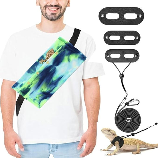 Small Animal Sling Carrier,Small Animal Bag for Bearded Dragons Lizards and Reptile with Adjustable Strap Tow Rope 3 Sizes Pack + Small Animal Sling Carrier（Teal）