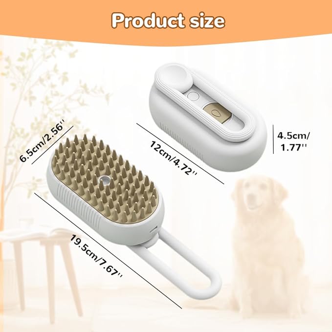 Pet Steam Groomer Brush Electric,2025 Electric Cat Grooming Brush for Massaging and Cleaning Shedding Pets Hair,3 in 1 Pets Steam Brushes Hair Removal Comb for Cats Dogs (WHITE)