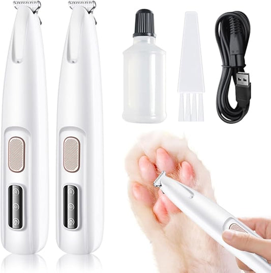 Pet MicroPrecision Trimmer, Upgraded Dog Claw Trimmer with LED Light, 35dB Low Noise, Fully Waterproof, Rechargeable Clipper for Dogs Cats Trimming Paws, Eyes, Ears, Face, and Rump (2PCS)