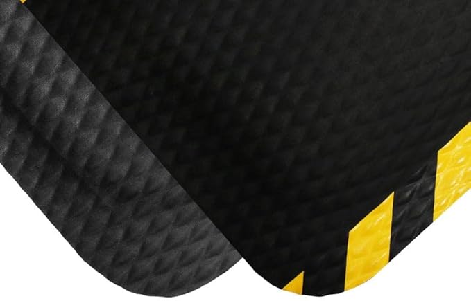 American Floor Mats Hog Heaven Premium 7/8" Black & Yellow Border 5' x 4' Nitrile Backed Anti-Fatigue Comfort Mat