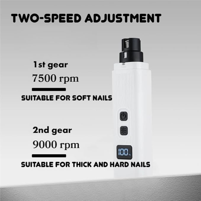 Catlabo Cat Nail, Catlabo Safe Cut Cat Nail Trimmer, Two Adjustable with 360° Grinding Settings, Low-Vibration Ultra-Quiet Under 40dB ＆ Powerful Enough for Thick Claws for All Kinds Pets (Black)