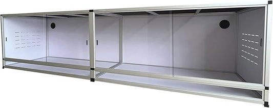 PVC Reptile Enclosure 8x2x2FT Large Reptile TerrariumTempered Glass Doors Habitat 240 Gallon for Bearded Dragon Gecko Lizard Snake, Wide Breeding Lounge Vivarium Area with Sliding Doors Lock