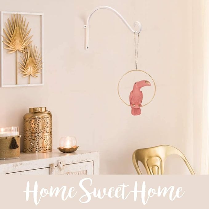 AJART White Plant Hanger Outdoor: 12-Inch Plant Hooks for Wall Indoor - Metal Plant Bracket Hook for Hanging Flower Baskets