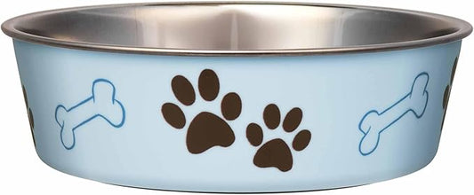 Loving Pets Bella Dog Bowls- Stainless Steel Dog & Cat Bowls - Spill Proof Dog Food Bowl, Cat Bowl, Puppy Essentials & Pet Supplies Great for Home & Travel (Large 35-65 lbs, Murano Blue)