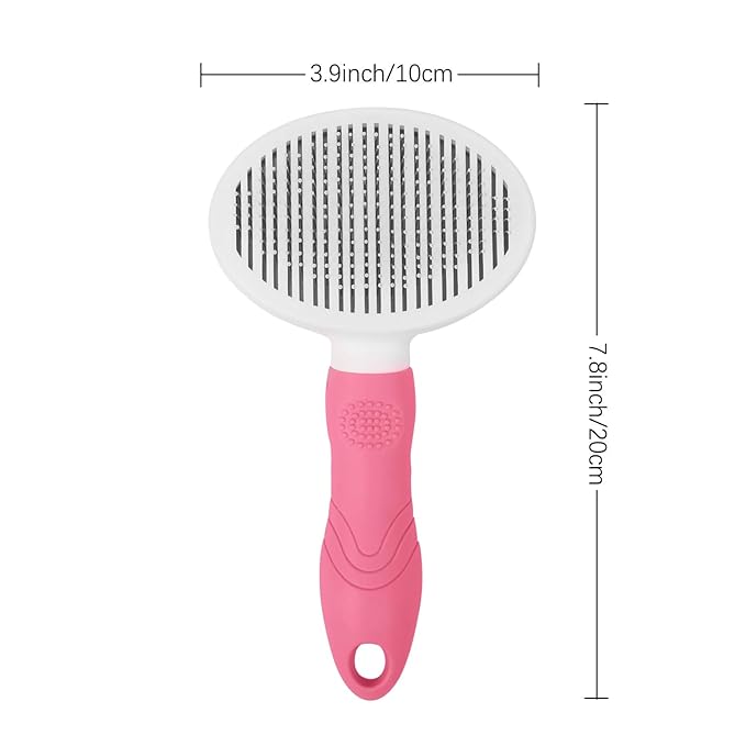 Cat Grooming Brush, Pets Skin Friendly Self Cleaning Slicker Massage Brushes for Shedding Dogs Cats Hair Gentle Remove Loose Undercoat with Long or Short Hairs for All Fur Type- UPGRADED (pink)