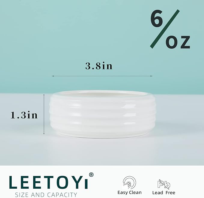 Reptile Food Bowls Ceramic Round Reptile Water Food Dish, Pet Food Bowl for Lizards, Small Snakes, Young Bearded Dragons, Gecko Tortoise Spider (White, Medium-2Pack)